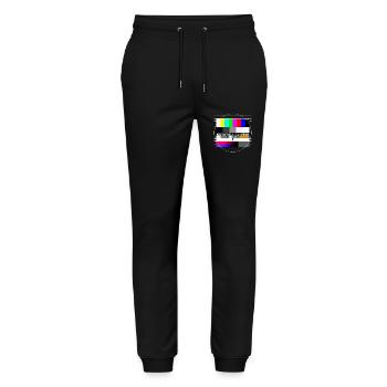 Testbild Error 404 Kostüm Nicht Gefunden Karneval - Stanley/Stella Unisex Bio Jogginghose Mover  - Schwarz - Vorne - Marisol (170cm) & Nik (191cm)