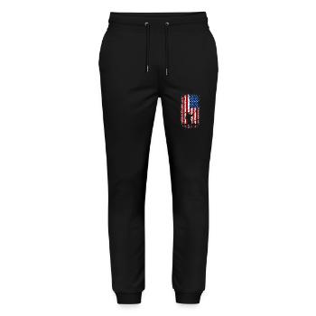 Usa American flag 4th of july fly fishing - Stanley/Stella Mover Unisex Organic Jogging Trousers - black - Front - Marisol (170cm) & Nik (191cm)