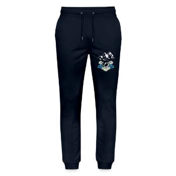 Alpes tyroliennes Gentiane Edelweiss Alpinistes Escalade - Pantalon de jogging bio MOVER Stanley/Stella unisexe - marine - Devant - Marisol (170cm) & Nik (191cm)
