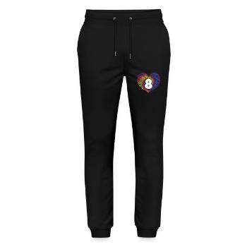 8th Birthday Heart Tie Dye | Tie Dye Themed - Stanley/Stella Mover Unisex Organic Jogging Trousers - black - Front - Marisol (170cm) & Nik (191cm)