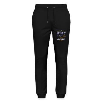 Valentine's Day Wisteria Saying Happy-Valentine's-Day - Stanley/Stella Mover Unisex Organic Jogging Trousers - black - Front - Marisol (170cm) & Nik (191cm)