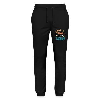 Und zack Zwanzig - Stanley/Stella Unisex Bio Jogginghose Mover  - Schwarz - Vorne - Marisol (170cm) & Nik (191cm)