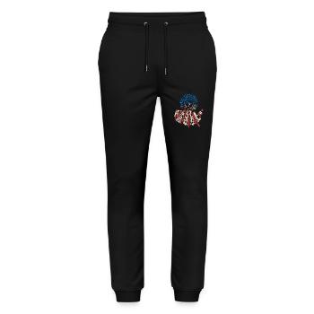 Black History Month America Flag Slogan - Stanley/Stella Mover Unisex Organic Jogging Trousers - black - Front - Marisol (170cm) & Nik (191cm)
