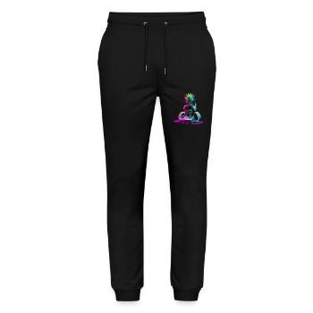 EDM Music Rave Festival Pineapple Techno - Stanley/Stella Mover Unisex Organic Jogging Trousers - black - Front - Marisol (170cm) & Nik (191cm)