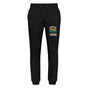 2019 Born Birthday Year of Birth Vintage - Stanley/Stella Mover Unisex Organic Jogging Trousers - black - Front - Marisol (170cm) & Nik (191cm)