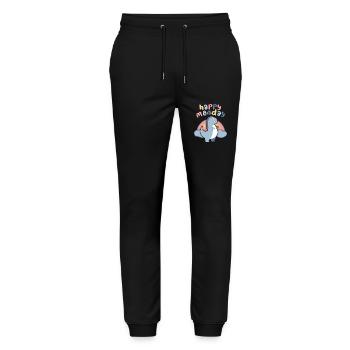Kawaii Dinosaur Rainbow, Happy-Monday Saying - Stanley/Stella Mover Unisex Organic Jogging Trousers - black - Front - Marisol (170cm) & Nik (191cm)