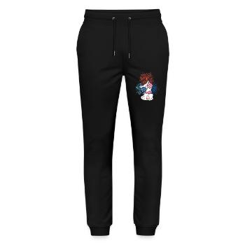 Cat, America, 4th July, USA Flag USA Fireworks - Stanley/Stella Mover Unisex Organic Jogging Trousers - black - Front - Marisol (170cm) & Nik (191cm)