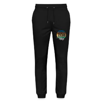 Vintage Made in 1956 Year of birth 1956 Birthday - Stanley/Stella Mover Unisex Organic Jogging Trousers - black - Front - Marisol (170cm) & Nik (191cm)