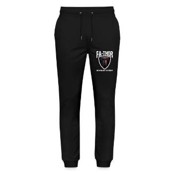 Papa Vathor Va Thor Vatertag Vatertagsgeschenk - Stanley/Stella Unisex Bio Jogginghose Mover  - Schwarz - Vorne - Marisol (170cm) & Nik (191cm)