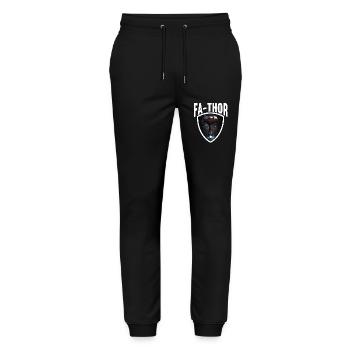 Papa Vathor Va Thor Vatertag Vatertagsgeschenk - Stanley/Stella Unisex Bio Jogginghose Mover  - Schwarz - Vorne - Marisol (170cm) & Nik (191cm)