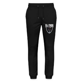 Papa Vathor Va Thor Vatertag Vatertagsgeschenk - Stanley/Stella Unisex Bio Jogginghose Mover  - Schwarz - Vorne - Marisol (170cm) & Nik (191cm)