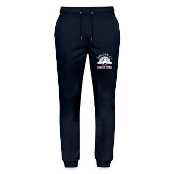 Vintage Rainbow Unicorn & I - sont des esprits apparentés - Pantalon de jogging bio MOVER Stanley/Stella unisexe - marine - Devant - Marisol (170cm) & Nik (191cm)