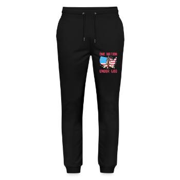 One Nation under God - Stanley/Stella Mover Unisex Organic Jogging Trousers - black - Front - Marisol (170cm) & Nik (191cm)