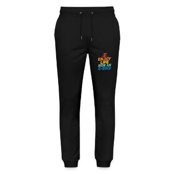 Enjoy Life Ride An E-Bike Electric Pedelec - Stanley/Stella Mover Unisex Organic Jogging Trousers - black - Front - Marisol (170cm) & Nik (191cm)