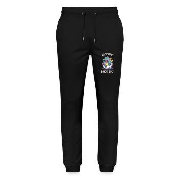 Kids Dinos Birthday Party | Awesome since 2021 - Stanley/Stella Mover Unisex Organic Jogging Trousers - black - Front - Marisol (170cm) & Nik (191cm)