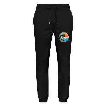 Sommerurlaub Palme Strand Sonne Palmen Insel - Stanley/Stella Unisex Bio Jogginghose Mover  - Schwarz - Vorne - Marisol (170cm) & Nik (191cm)