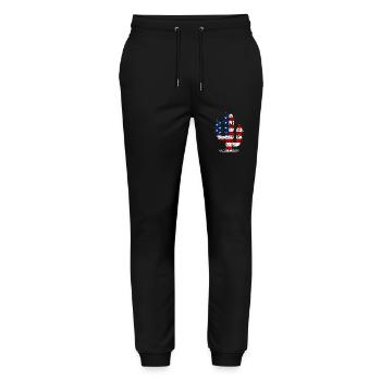 4. Juli Kaktus US-Flagge - Stanley/Stella Unisex Bio Jogginghose Mover  - Schwarz - Vorne - Marisol (170cm) & Nik (191cm)