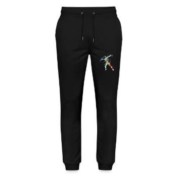 Conception du lanceur de javelot splash pour Javelinist - Pantalon de jogging bio MOVER Stanley/Stella unisexe - noir - Devant - Marisol (170cm) & Nik (191cm)