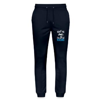 I Can`t I am Slot Car Racing Gift Idea - Stanley/Stella Unisex Bio Jogginghose Mover  - Navy - Vorne - Marisol (170cm) & Nik (191cm)