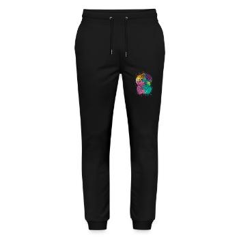 Colorful Splash Art Dog Lover Yorkie - Stanley/Stella Mover Unisex Organic Jogging Trousers - black - Front - Marisol (170cm) & Nik (191cm)