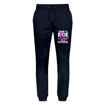 Born for Riding Force To Go To School Sport Horse - Stanley/Stella Mover Unisex Organic Jogging Trousers - navy - Front - Marisol (170cm) & Nik (191cm)