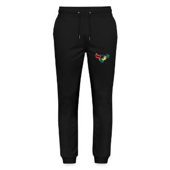 Colorful Splash Art Farm animals bull ox head - Stanley/Stella Mover Unisex Organic Jogging Trousers - black - Front - Marisol (170cm) & Nik (191cm)