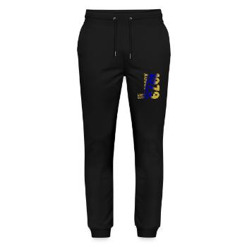 1979 August Limited Edition 44. Geburtstag Outfit - Stanley/Stella Unisex Bio Jogginghose Mover  - Schwarz - Vorne - Marisol (170cm) & Nik (191cm)