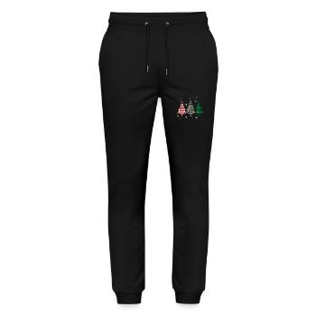 Frohe Weihnachten Büffelbäume Leopard Plaid Print - Stanley/Stella Unisex Bio Jogginghose Mover  - Schwarz - Vorne - Marisol (170cm) & Nik (191cm)