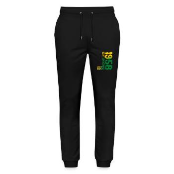 1958 September Limited Edition 65th Birthday Decoration - Stanley/Stella Mover Unisex Organic Jogging Trousers - black - Front - Marisol (170cm) & Nik (191cm)
