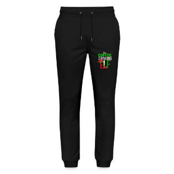Der Kaffee trinkende Elf Passende Familiengruppe - Stanley/Stella Unisex Bio Jogginghose Mover  - Schwarz - Vorne - Marisol (170cm) & Nik (191cm)