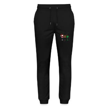 Wine Glass Santa Claus Elf Reindeer Drink Cool - Stanley/Stella Mover Unisex Organic Jogging Trousers - black - Front - Marisol (170cm) & Nik (191cm)