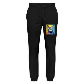 Tenue de chat chat à poil court pour les amoureux des chats - Pantalon de jogging bio MOVER Stanley/Stella unisexe - noir - Devant - Marisol (170cm) & Nik (191cm)