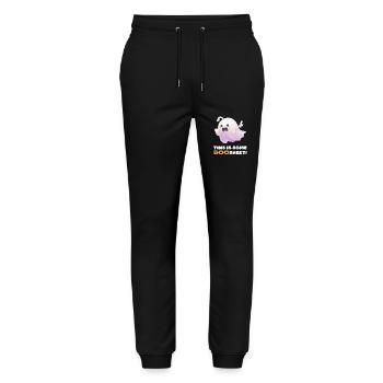 Feuille Boo drôle disant Mignon fantôme d’Halloween - Pantalon de jogging bio MOVER Stanley/Stella unisexe - noir - Devant - Marisol (170cm) & Nik (191cm)