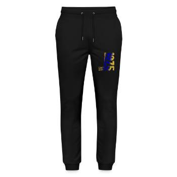 1975 September Limited Edition 48. Geburtstag Deko - Stanley/Stella Unisex Bio Jogginghose Mover  - Schwarz - Vorne - Marisol (170cm) & Nik (191cm)