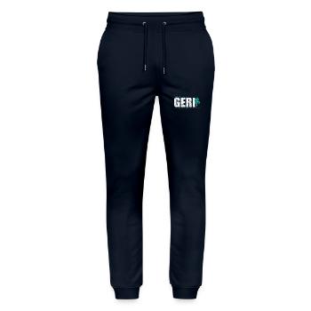 Ushiro Geri Backward Kick Martial Arts - Stanley/Stella Mover Unisex Organic Jogging Trousers - navy - Front - Marisol (170cm) & Nik (191cm)