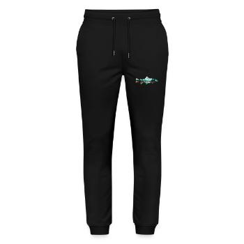 Fliegenfischen Boot Angeln Forellen: Retro-Liebe - Stanley/Stella Unisex Bio Jogginghose Mover  - Schwarz - Vorne - Marisol (170cm) & Nik (191cm)