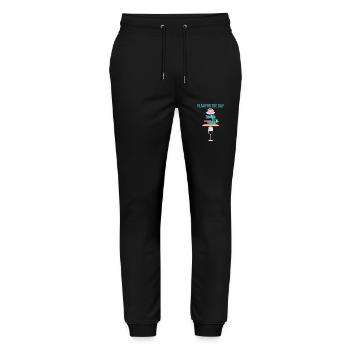 Plan pour la journée Café Machine à coudre Vin Drôle - Pantalon de jogging bio MOVER Stanley/Stella unisexe - noir - Devant - Marisol (170cm) & Nik (191cm)