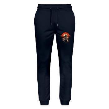 Skeleton Biker On Endless Road Sunset - Stanley/Stella Mover Unisex Organic Jogging Trousers - navy - Front - Marisol (170cm) & Nik (191cm)