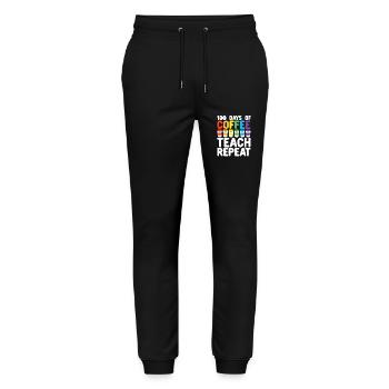 100 Days of School Coffee Lovers Teach Again - Stanley/Stella Mover Unisex Organic Jogging Trousers - black - Front - Marisol (170cm) & Nik (191cm)