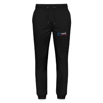 Prag Skyline Herzschlag Tschechien Herz Love Praha - Stanley/Stella Unisex Bio Jogginghose Mover  - Schwarz - Vorne - Marisol (170cm) & Nik (191cm)