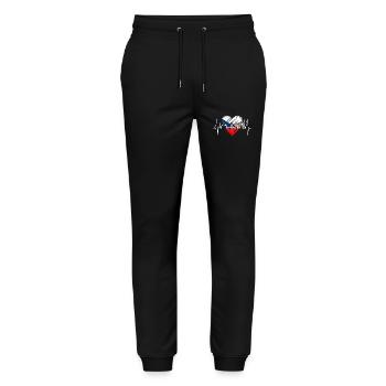 Prag Skyline Herzschlag Tschechien Herz Love Praha - Stanley/Stella Unisex Bio Jogginghose Mover  - Schwarz - Vorne - Marisol (170cm) & Nik (191cm)