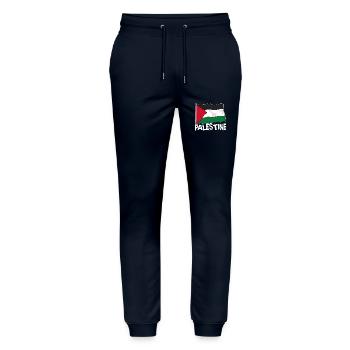 Proud of the Palestine flag - Stanley/Stella Mover Unisex Organic Jogging Trousers - navy - Front - Marisol (170cm) & Nik (191cm)