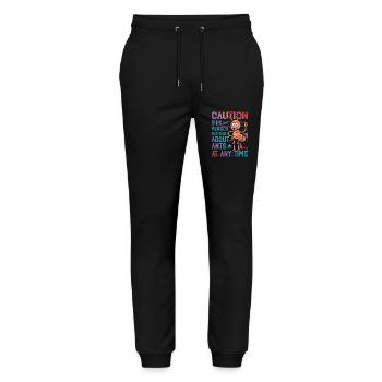 Caution the person may talk about ants at any time - Stanley/Stella Mover Unisex Organic Jogging Trousers - black - Front - Marisol (170cm) & Nik (191cm)