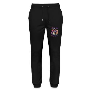 Happy 100th Day of School Funny Teacher School - Stanley/Stella Mover Unisex Organic Jogging Trousers - black - Front - Marisol (170cm) & Nik (191cm)