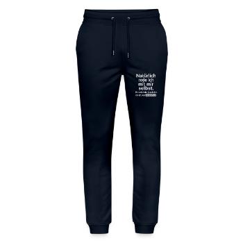 Natürlich rede ich mit mir selbst Lustige Sprüche - Stanley/Stella Unisex Bio Jogginghose Mover  - Navy - Vorne - Marisol (170cm) & Nik (191cm)