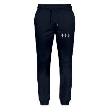 Trilogie du masque V : Blanc, gris, noir - Quel - Pantalon de jogging bio MOVER Stanley/Stella unisexe - marine - Devant - Marisol (170cm) & Nik (191cm)