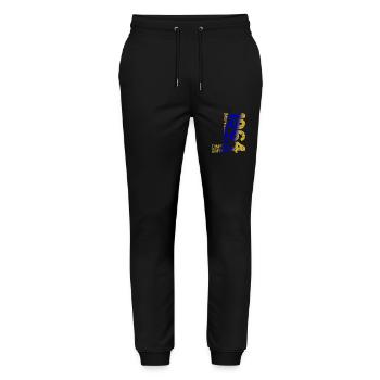1964 November Limited Edition 59th Birthday Decoration - Stanley/Stella Mover Unisex Organic Jogging Trousers - black - Front - Marisol (170cm) & Nik (191cm)