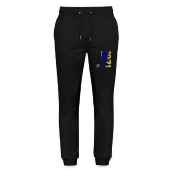 1971 November Limited Edition 52. Geburtstag Deko - Stanley/Stella Unisex Bio Jogginghose Mover  - Schwarz - Vorne - Marisol (170cm) & Nik (191cm)