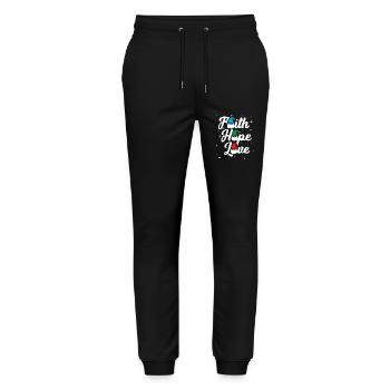 Religious Family Faith Hope Love Christmas Gnome - Stanley/Stella Mover Unisex Organic Jogging Trousers - black - Front - Marisol (170cm) & Nik (191cm)