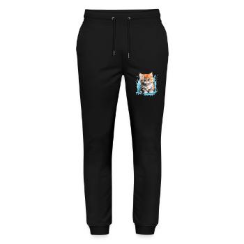 Persian Cat Perser Katze - Stanley/Stella Unisex Bio Jogginghose Mover  - Schwarz - Vorne - Marisol (170cm) & Nik (191cm)